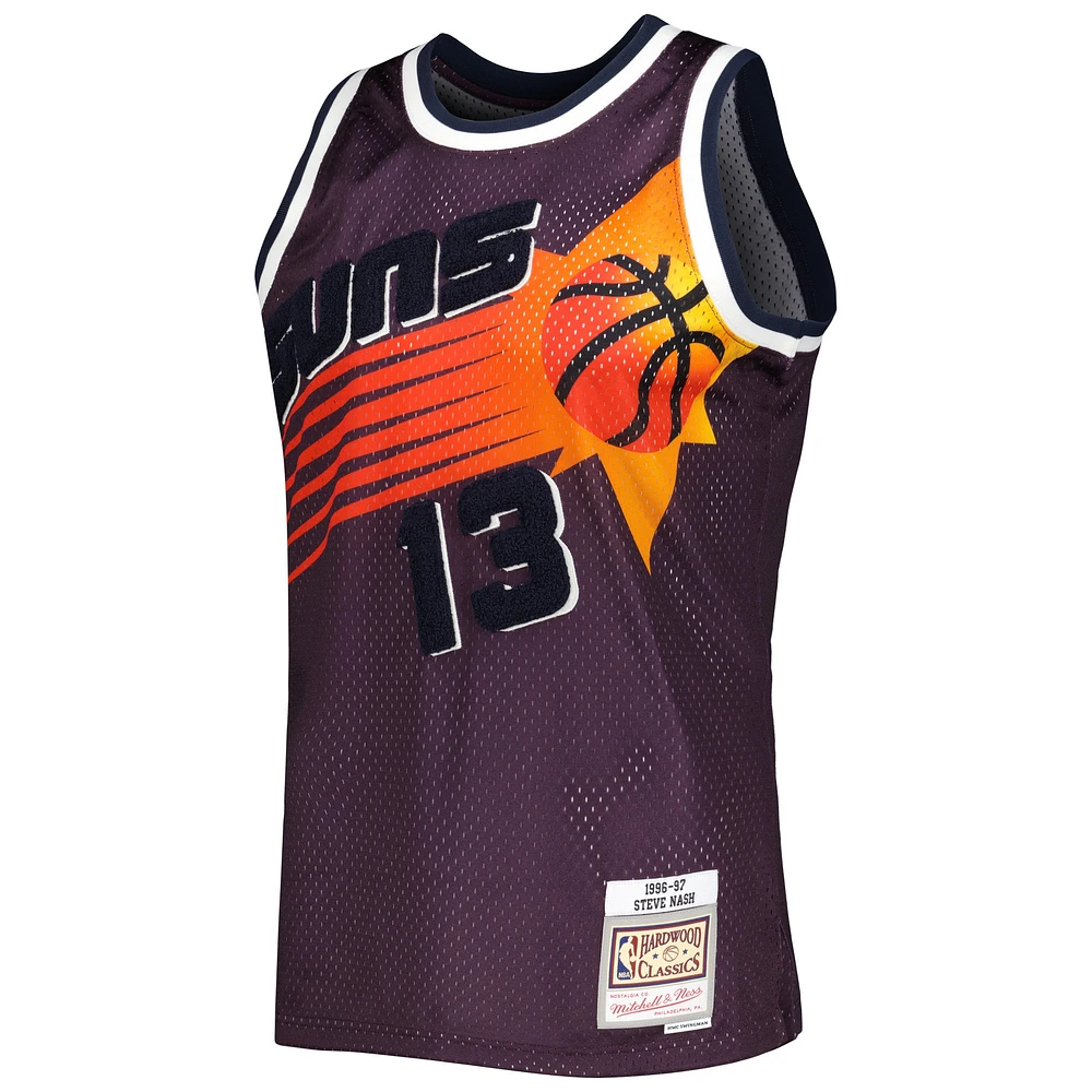 Men's Mitchell & Ness Steve Nash Purple Phoenix Suns 1996/97 Hardwood Classics Off-Court Swingman Jersey