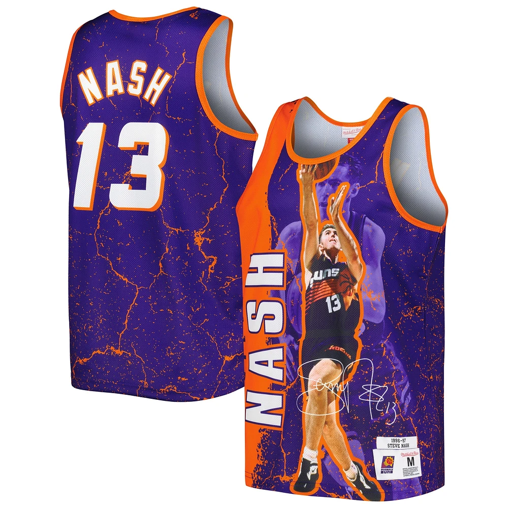 Débardeur pour homme Mitchell & Ness Steve Nash Purple Phoenix Suns 1996-97 Hardwood Classics Player Burst