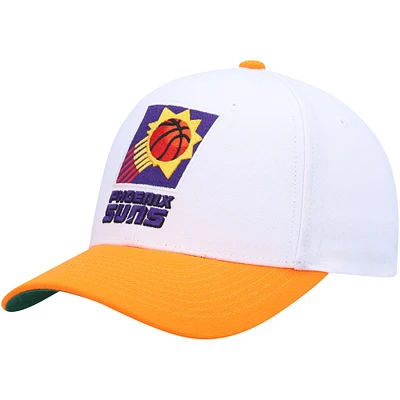 Casquette pour homme Mitchell & Ness White/Orange Phoenix Suns Hardwood Classics Core 2-Tone 2.0 Pro Snapback