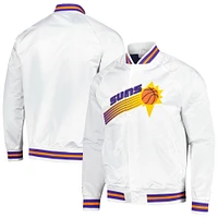 Veste à bouton-pression blanche Mitchell & Ness Phoenix Suns Hardwood Classics Throwback Wordmark Raglan pour hommes