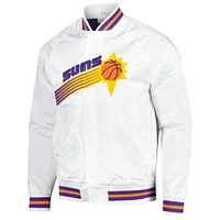 Veste à bouton-pression blanche Mitchell & Ness Phoenix Suns Hardwood Classics Throwback Wordmark Raglan pour hommes