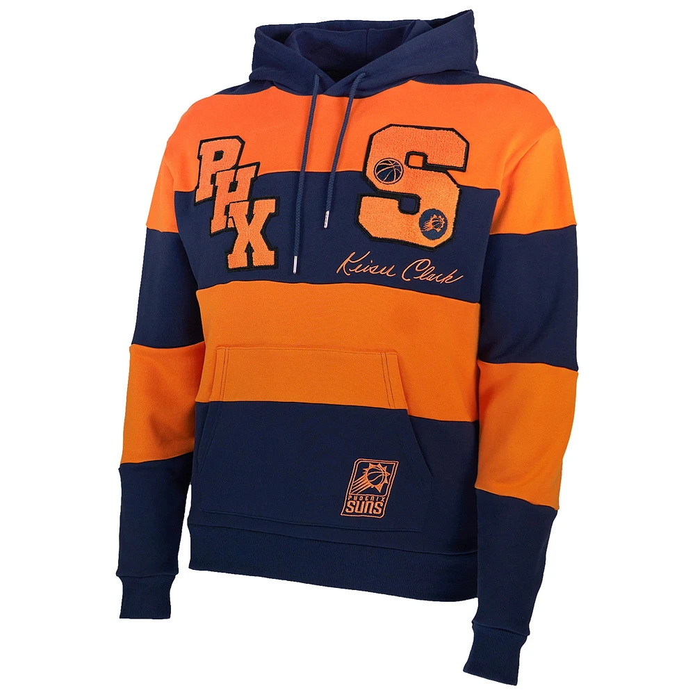 Sweat à capuche sans identification de l'appelant NBA x Keizer Clark pour homme bleu marine/orange Phoenix Suns