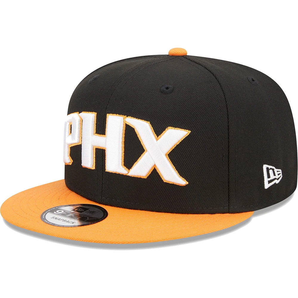 Men's New Era Black/Orange Phoenix Suns Jersey Hook Statement Edition 9FIFTY Snapback Hat