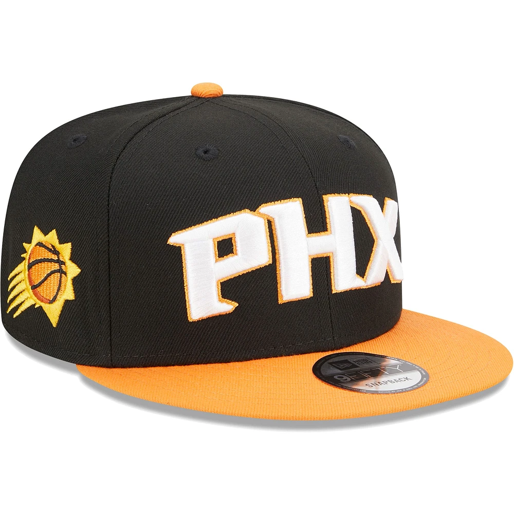 Men's New Era Black/Orange Phoenix Suns Jersey Hook Statement Edition 9FIFTY Snapback Hat