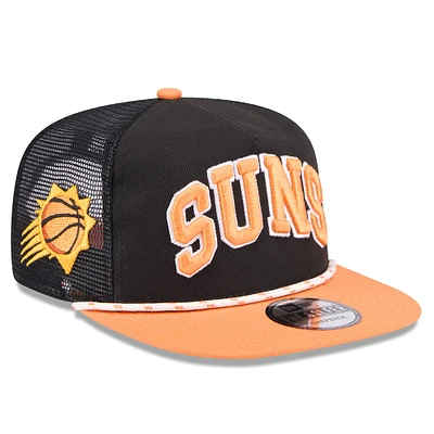 Casquette Snapback Phoenix Suns Throwback Team Arch Golfer New Era pour hommes, noir/orange