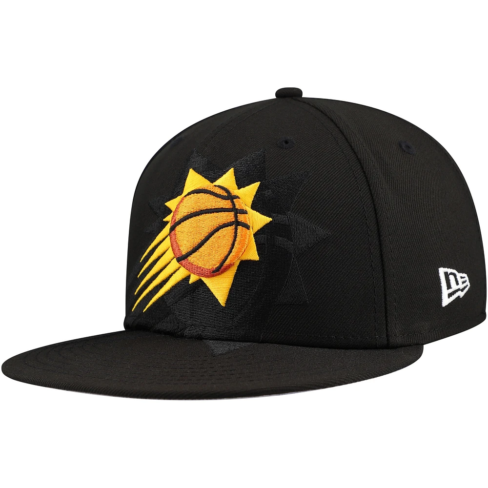 Men's New Era Black Phoenix Suns Blackout Shadow Logo 59FIFTY Fitted Hat