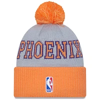 Men's New Era Gray/Orange Phoenix Suns Tip-Off Cuffed Knit Hat with Pom