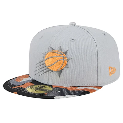 Men's New Era Gray Phoenix Suns Active Color Camo Visor 59FIFTY Fitted Hat