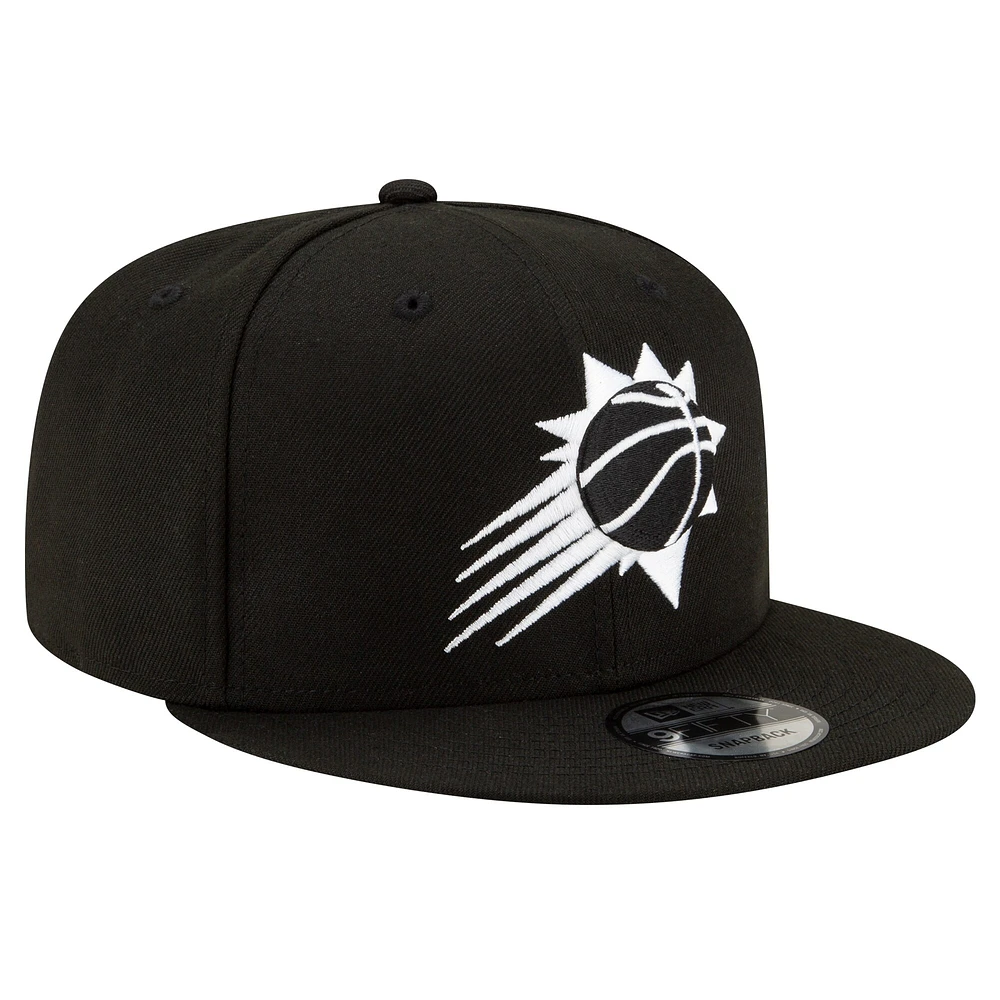 Men's New Era Phoenix Suns Black & White 9FIFTY Snapback Hat