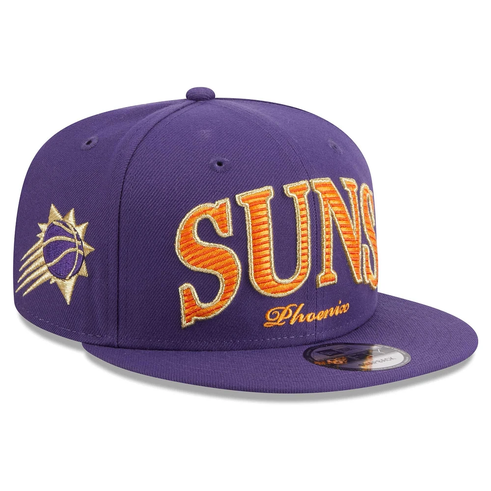 Casquette Snapback 9FIFTY Golden Tall Text New Era Phoenix Suns violette pour homme