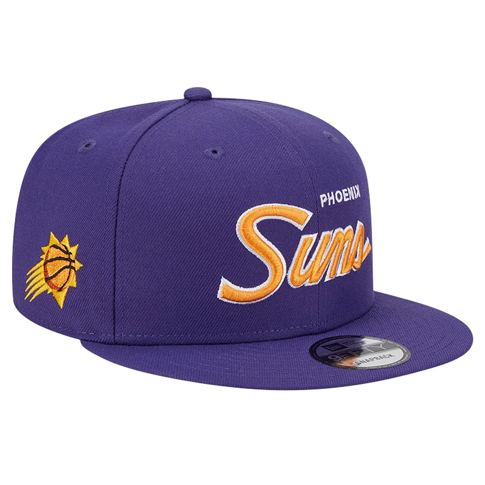 Men's New Era Purple Phoenix Suns Script Side Patch 9FIFTY Snapback Hat