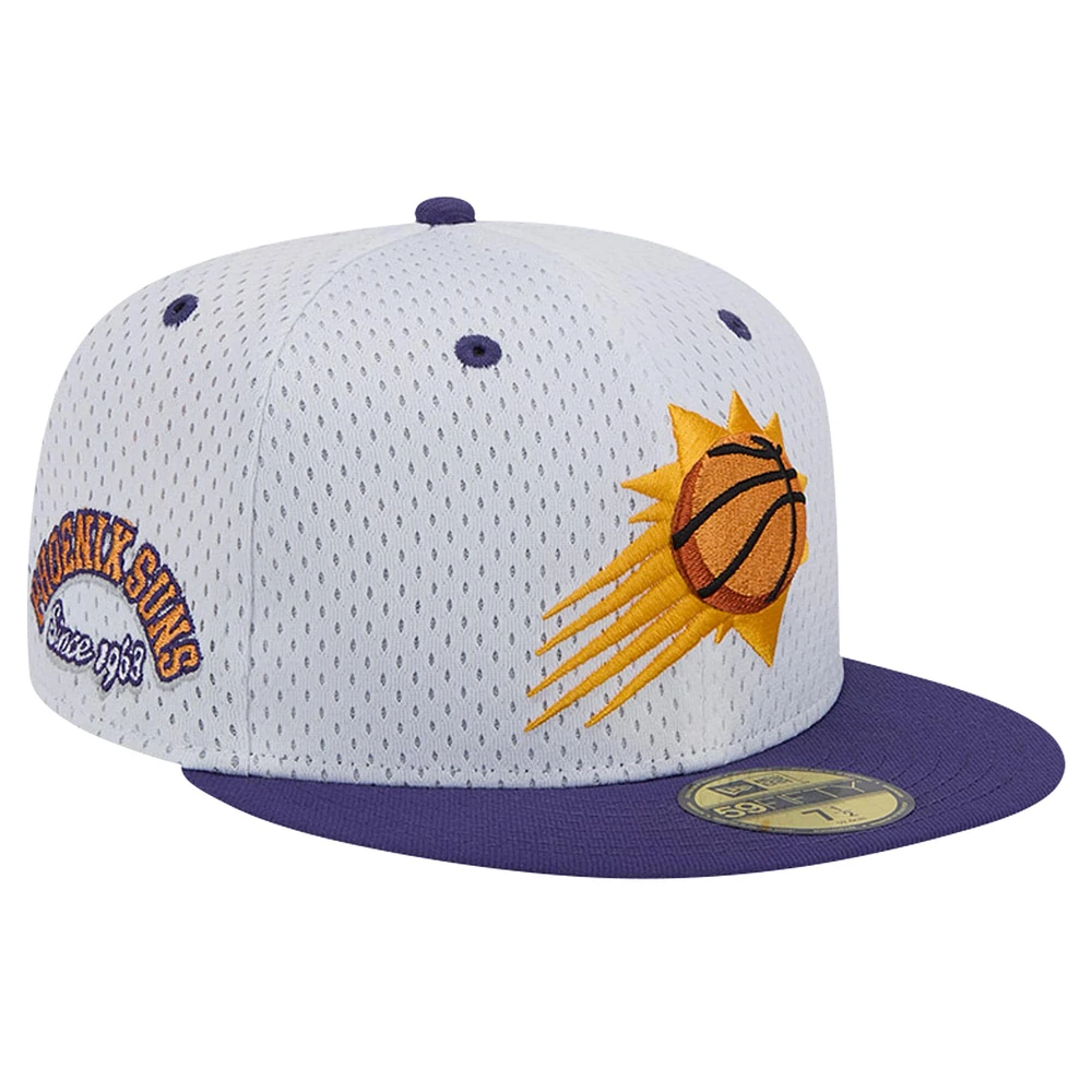 Casquette ajustée 59FIFTY Throwback 2Tone Phoenix Suns New Era pour hommes, blanc/violet