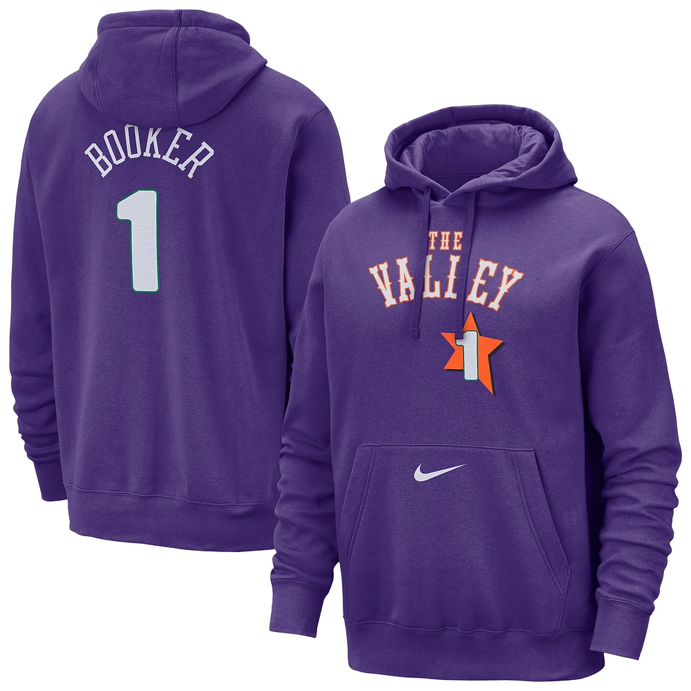 Sweat à capuche Nike Devin Booker Purple Phoenix Suns 2024/25 City Edition pour homme avec nom et numéro