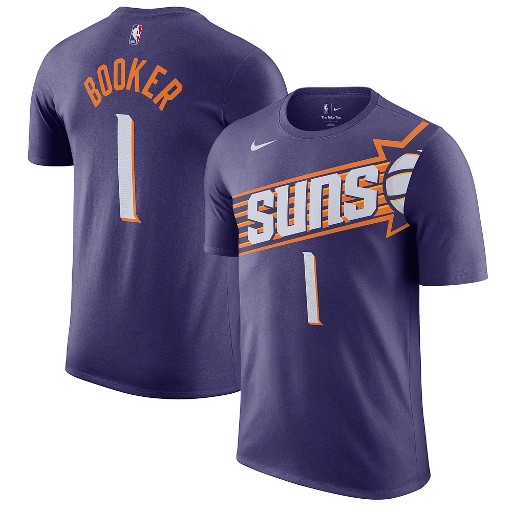 T-shirt avec nom et numéro pour homme Nike Devin Booker violet Phoenix Suns Icon Edition