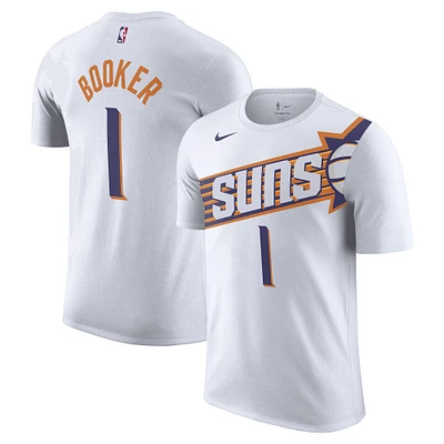 Men's Nike Devin Booker White Phoenix Suns 2023/24 Association Name & Number T-Shirt