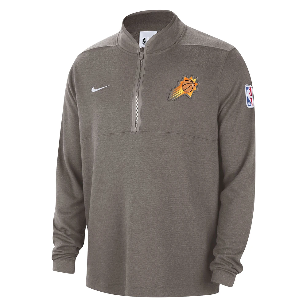 Men's Nike Olive Phoenix Suns Authentic Performance Half-Zip Jacket