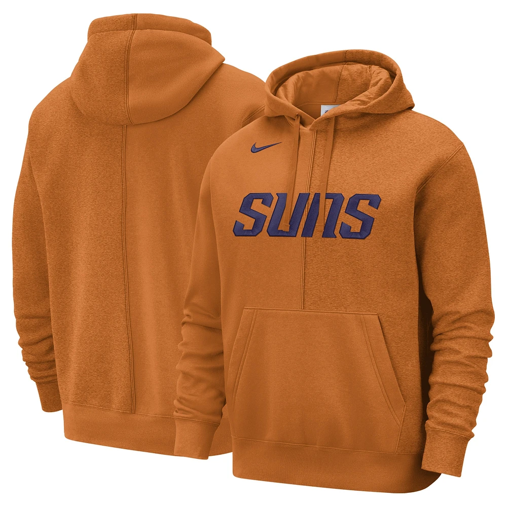 Men's Nike Orange Phoenix Suns Courtside Versus Stitch Split Pullover Hoodie