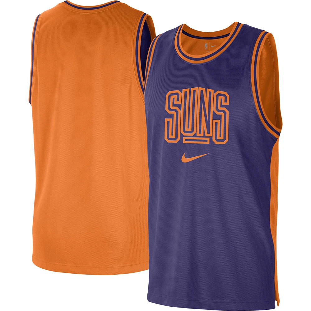 Débardeur Nike Phoenix Suns Courtside Versus Force Split DNA Performance pour Homme Violet/Orange