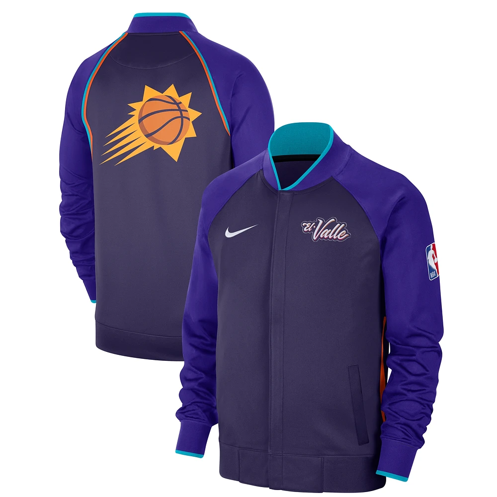 Veste à fermeture éclair intégrale Nike Purple Phoenix Suns 2023/24 City Edition Authentic Showtime Performance Raglan pour homme