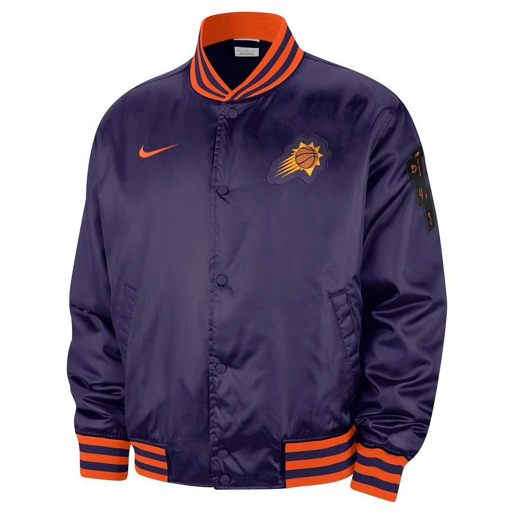 Blouson aviateur à bouton-pression Nike Violet Phoenix Suns 2023/24 City Edition Courtside Premier pour homme