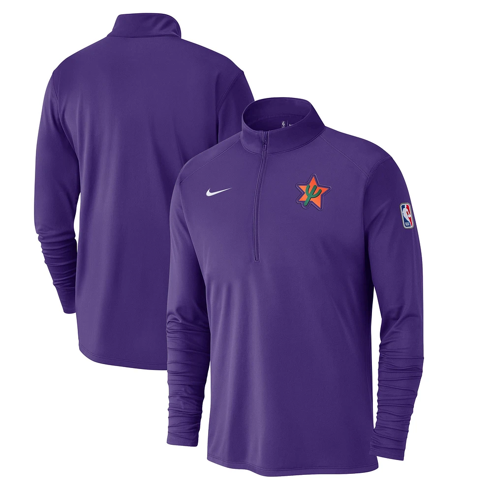 Haut Nike violet Phoenix Suns 2024/25 City Edition Authentic Coaches Performance à demi-zip pour homme