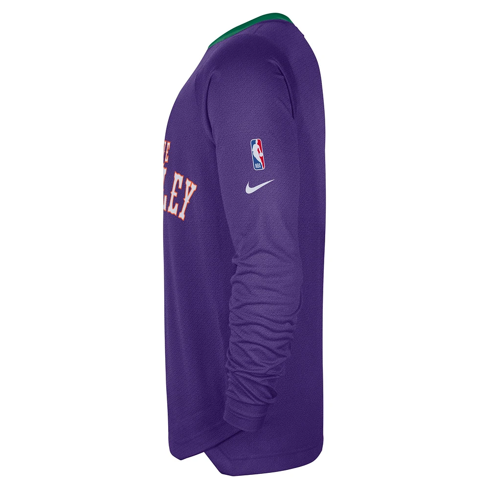 T-shirt de tir à manches longues Nike Purple Phoenix Suns 2024/25 City Edition Authentic Pregame Performance pour homme