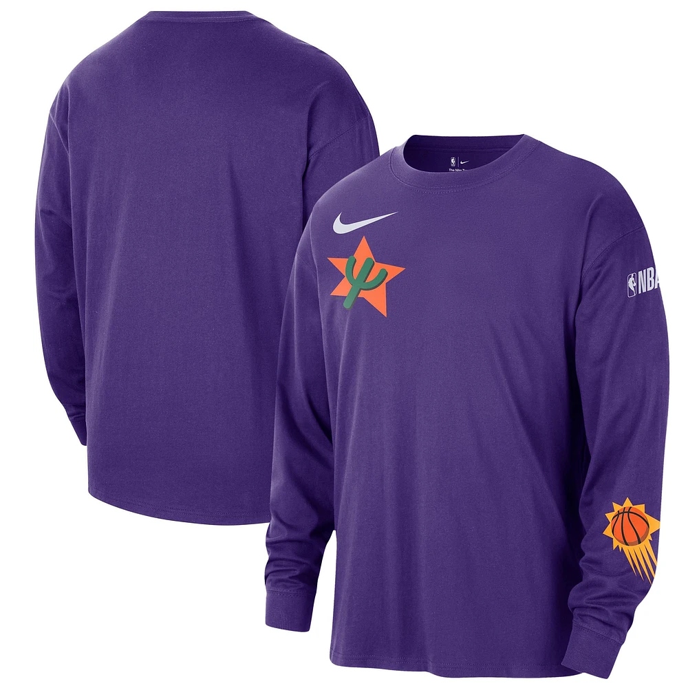 T-shirt à manches longues Nike violet Phoenix Suns 2024/25 City Edition Courtside Max90 pour homme