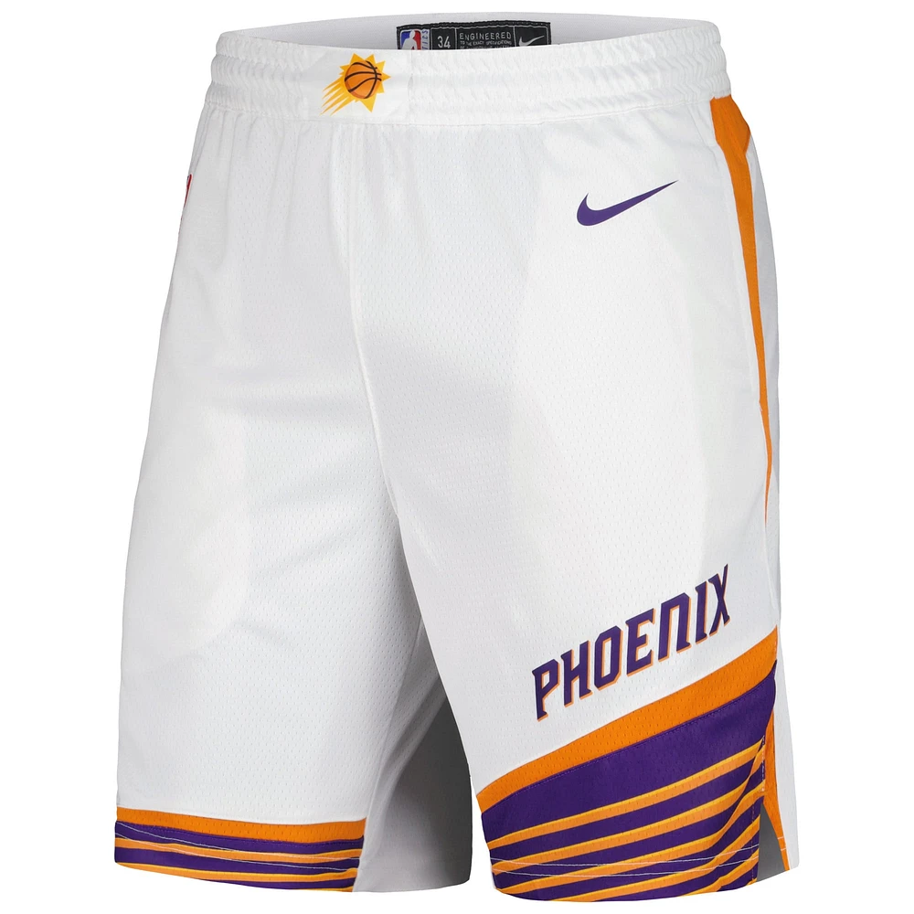 Short Nike blanc Phoenix Suns 2022/23 Swingman Performance pour homme - Édition Association