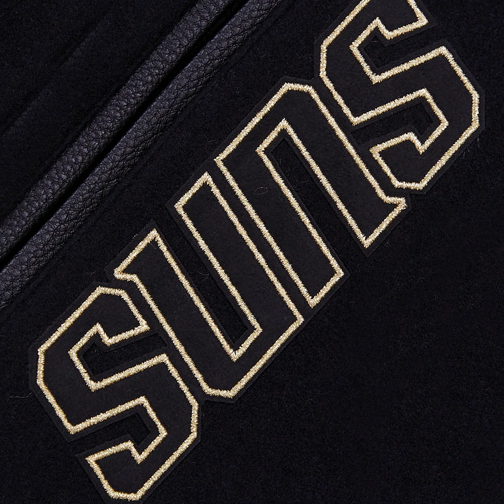 Veste universitaire Pro Standard noire Phoenix Suns Gold Stitch pour hommes