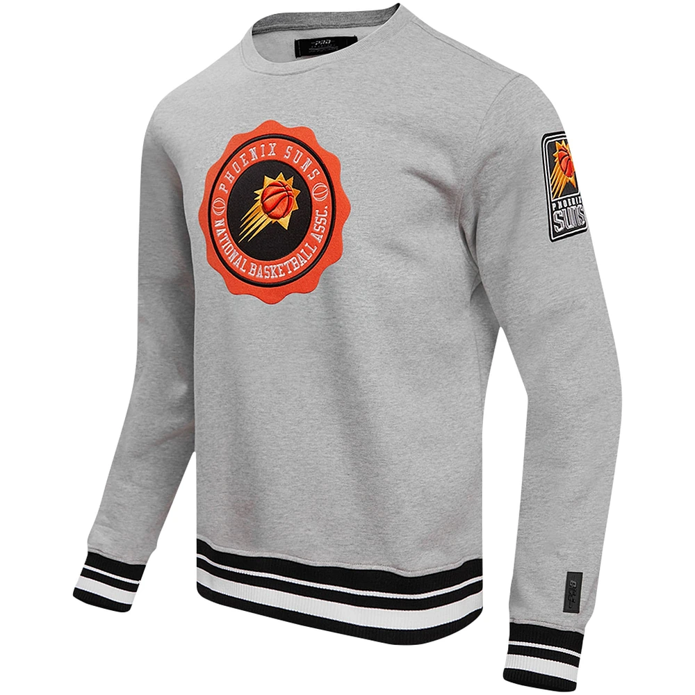 Men's Pro Standard Heather Gray Phoenix Suns Crest Emblem Pullover Sweatshirt