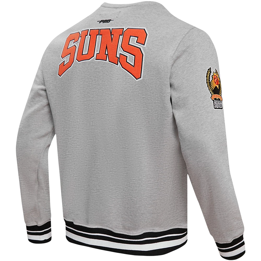 Men's Pro Standard Heather Gray Phoenix Suns Crest Emblem Pullover Sweatshirt