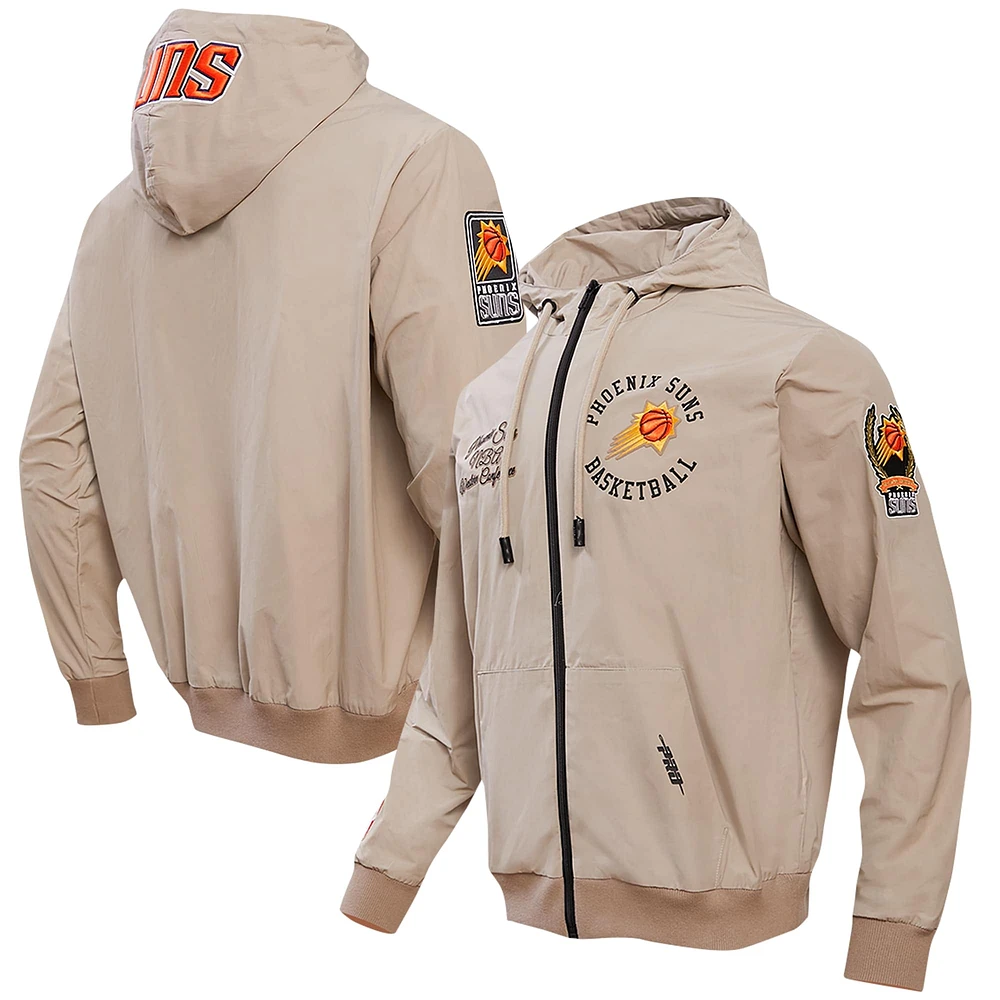 Sweat à capuche hybride entièrement zippé Pro Standard kaki Phoenix Suns pour hommes