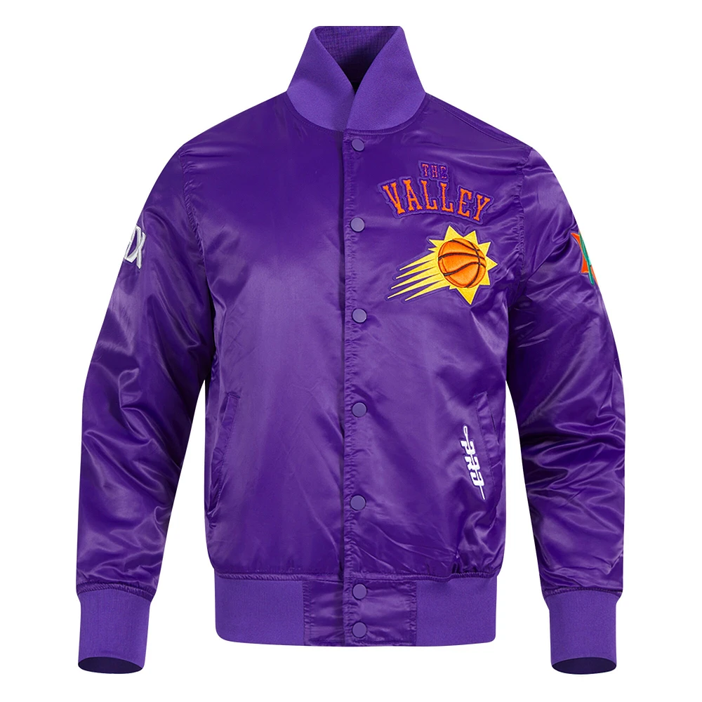 Veste Pro Standard Purple Phoenix Suns City Edition 2024/25 pour homme en satin chenille à boutons-pression