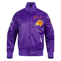 Veste Pro Standard Purple Phoenix Suns City Edition 2024/25 pour homme en satin chenille à boutons-pression