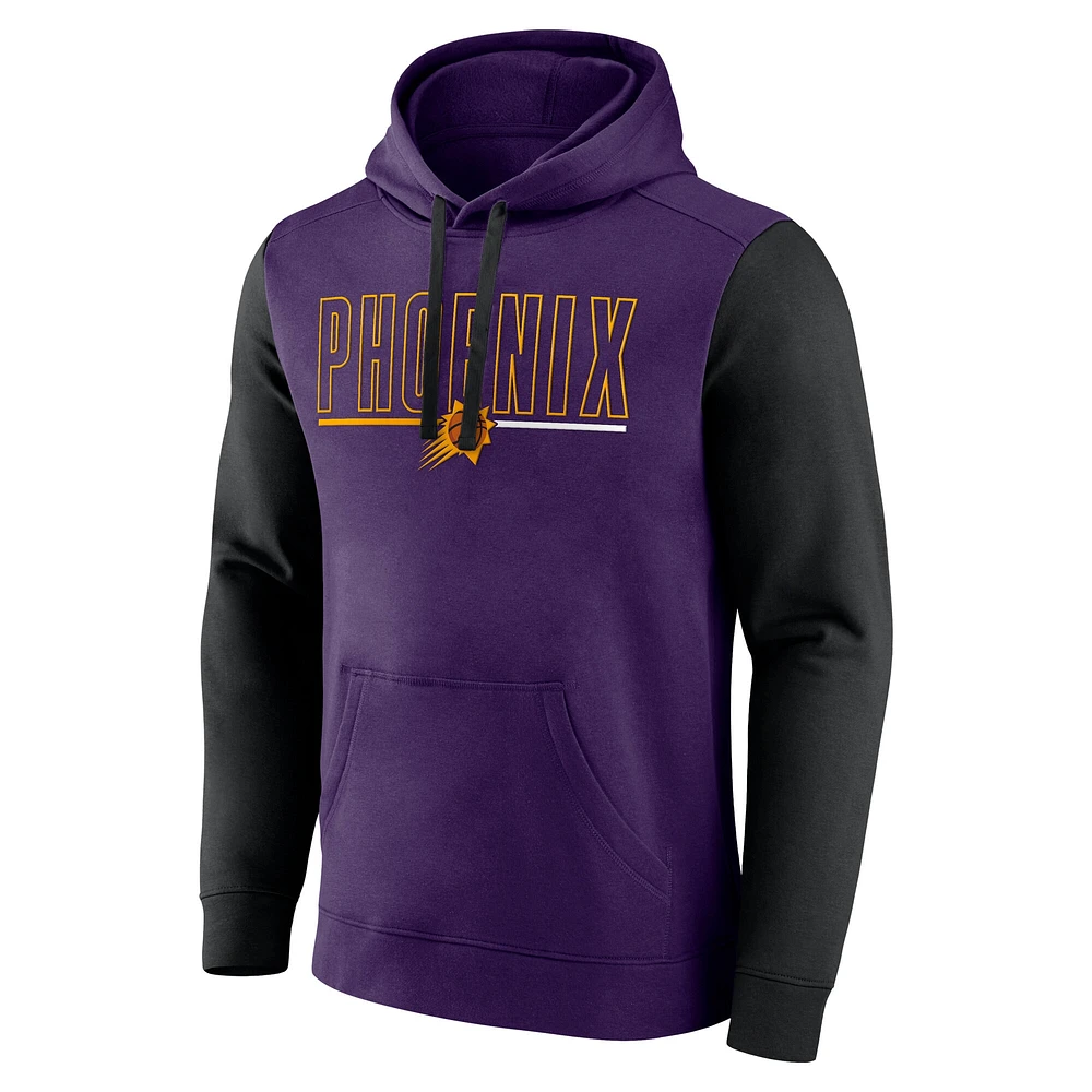 Men's Purple Phoenix Suns Outline Colorblock Pullover Hoodie