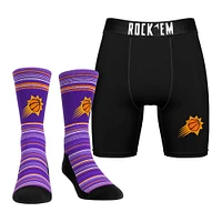 Pack combiné de chaussettes et caleçons boxeurs Rock Em Socks Phoenix Suns Primary Crew pour hommes