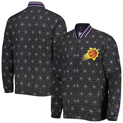 Veste universitaire Starter noire Phoenix Suns In-Field Play Fashion en satin à fermeture éclair intégrale pour homme