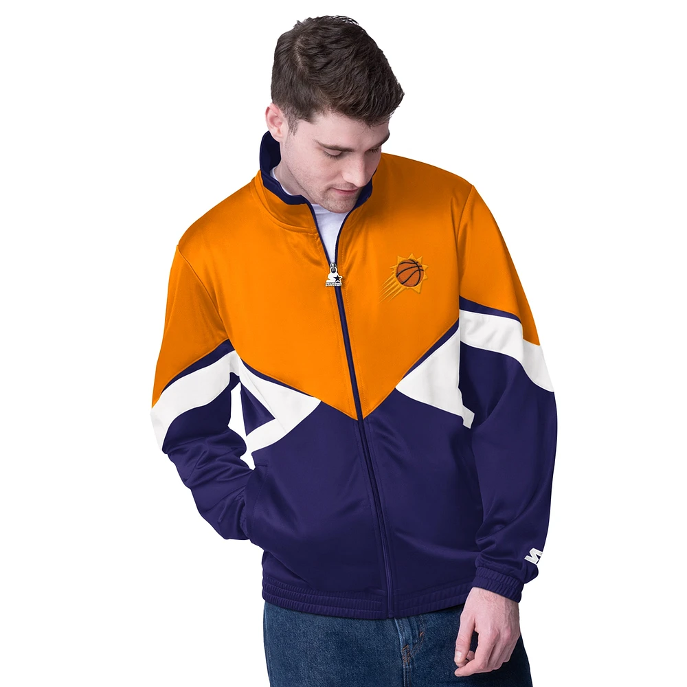 Veste de survêtement entièrement zippée orange/violet Phoenix Suns Rush Applique pour homme