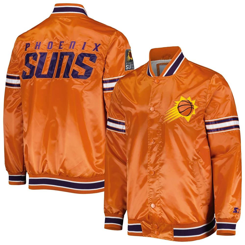 Veste universitaire Starter orange Phoenix Suns Slider en satin à boutons-pression pour homme