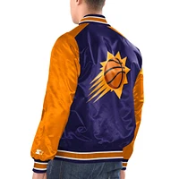 Veste universitaire à bouton-pression en satin Renegade Phoenix Suns Starter violet/orange pour hommes