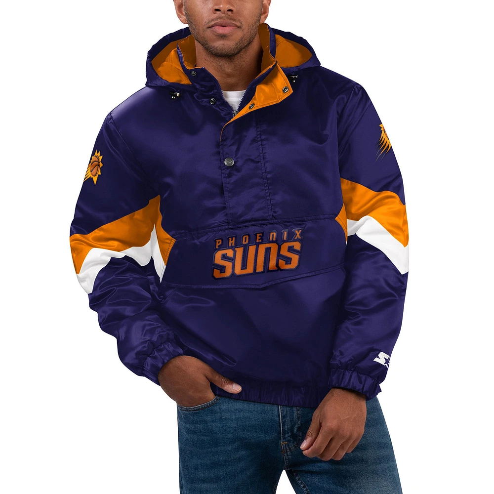 Veste à capuche demi-zippée en satin Starter Purple Phoenix Suns Force Play pour hommes