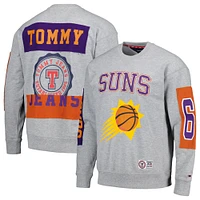 Men's Tommy Jeans Heather Gray Phoenix Suns Hayes Crew Neck Pullover Sweatshirt