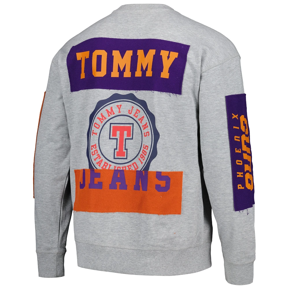 Men's Tommy Jeans Heather Gray Phoenix Suns Hayes Crew Neck Pullover Sweatshirt