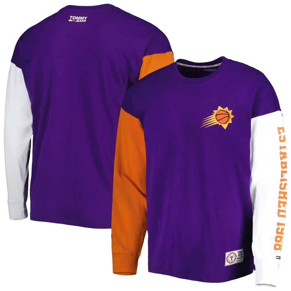 Men's Fanatics Branded Heather Purple Los Angeles Lakers Colorblock Long Sleeve T-Shirt