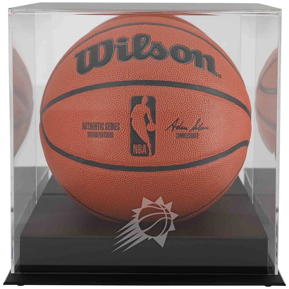 Vitrine de présentation de basket-ball avec logo de l'équipe de base noire des Phoenix Suns et dos en miroir