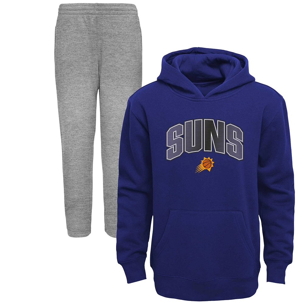 Preschool Purple/Heather Grey Phoenix Suns Double Up Pullover Hoodie & Pants Set