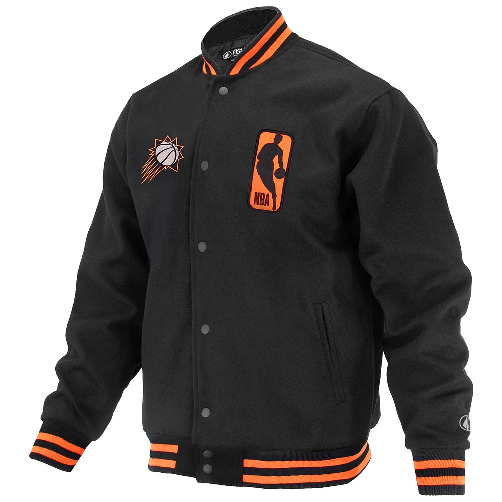Veste universitaire unisexe FISLL noire Phoenix Suns Logoman Shadow Collection à boutons-pression