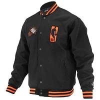 Veste universitaire unisexe FISLL noire Phoenix Suns Logoman Shadow Collection à boutons-pression