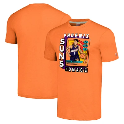 T-shirt à trois mélanges unisexe Hommage Devin Booker Orange Phoenix Suns SkyBox Player