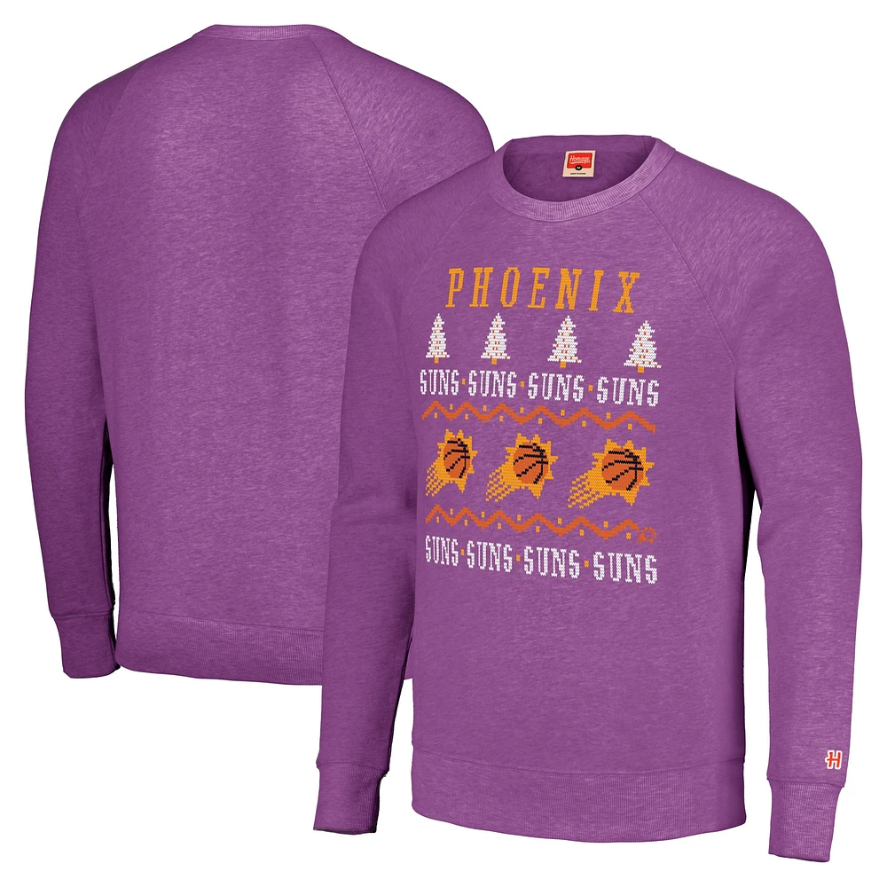 Unisex Homage Purple Phoenix Suns Holiday Tri-Blend Raglan Pullover Sweatshirt